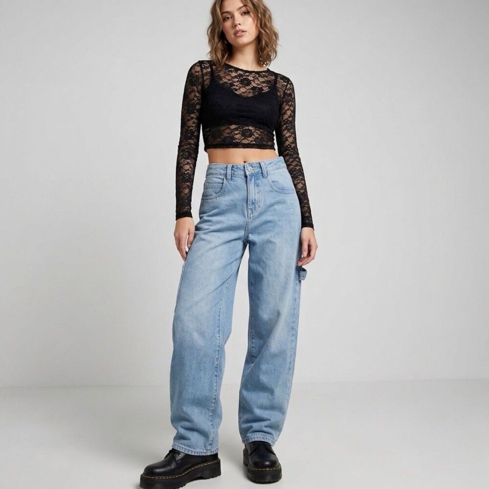 dELiA*s Dolls Kill Carpenter Jeans Sz XS High Waist Skater Streetwear Grunge Y2k